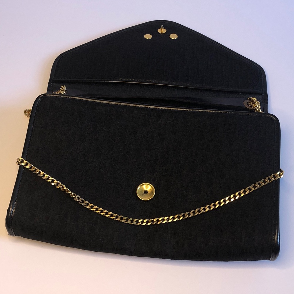Pre Love Dior monogram Black Clutch with Gold Chain Strap - Picture 16 of 16